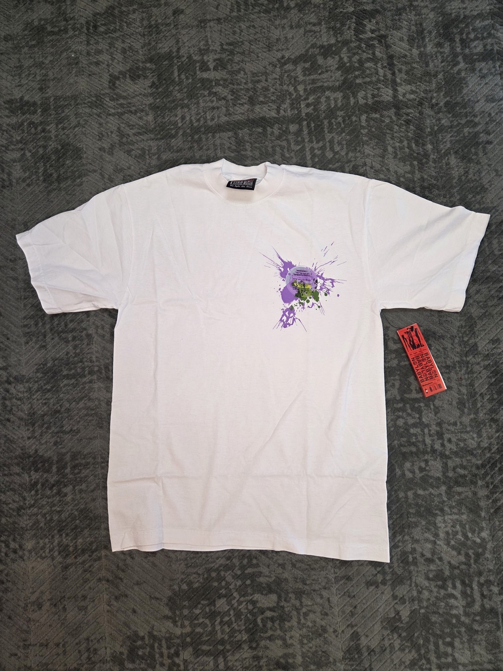 Babylon White Graphic Tee with Purple Accent